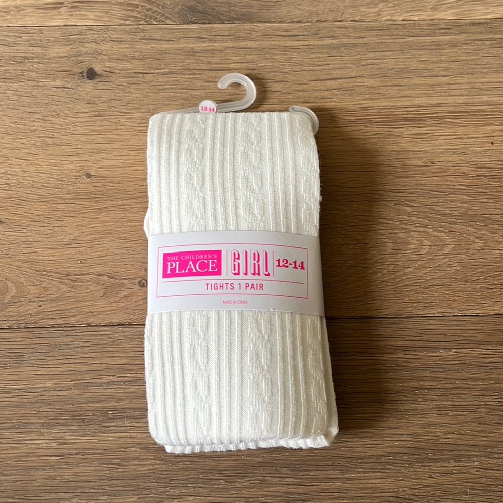 Girls white tights - size 12-14
